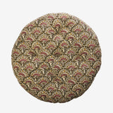 Madam Stoltz Round Cotton Chair Pad - Olive, Sand Old rose, Mustard