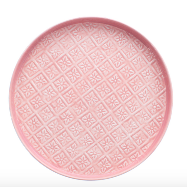 Round enamel trinket tray - Pink