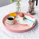 Round enamel trinket tray with items - Pink