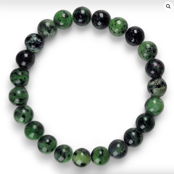 Ruby Zoisite 8mm Round Bead Bracelet