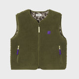Billy Belt Women's Sleeveless Sherpa Jacket in Olive Green