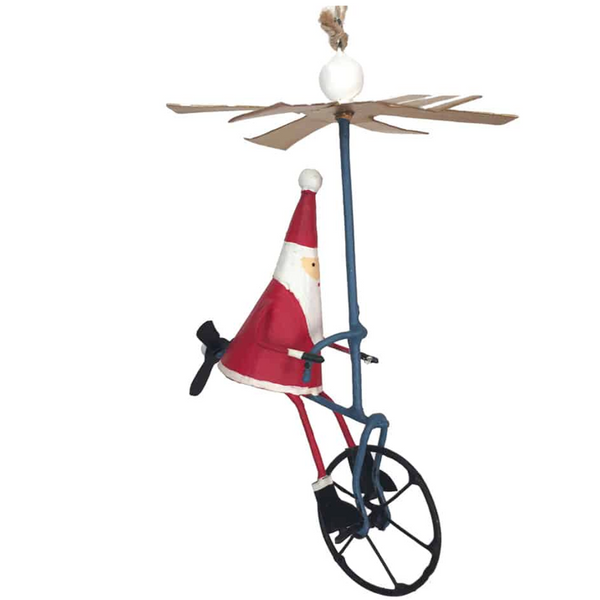Santa On Hanging Bike Hanging Decoration