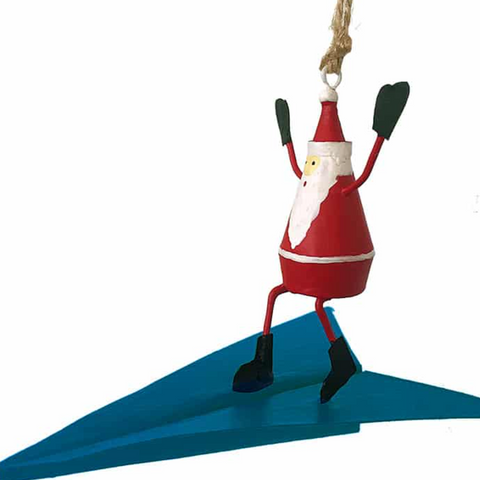 Santa On Paper Plane Hanging Decoration