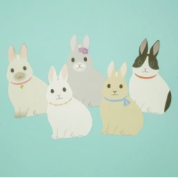 Greeting Life - Memo Pad - Die Cut Rabbit variety
