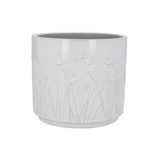 White Iris Ceramic Pot