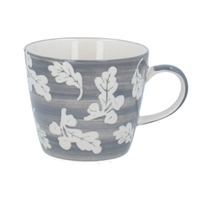 Grey Oak Leaves Mug