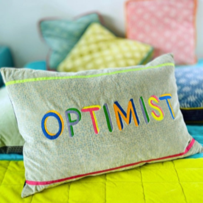 Optimist Embroidered Velvet Cushion