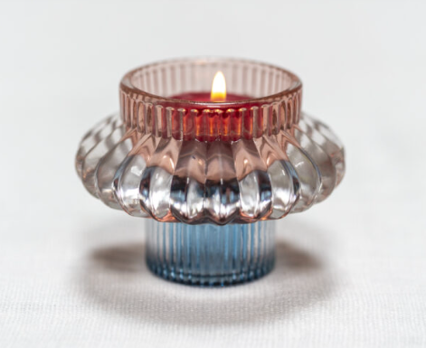 Glass Duo Candleholder Large - Pink/Blue
