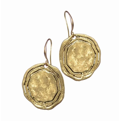 Gold Coin Charm Earrings