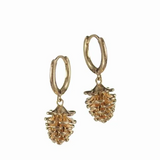 Hot Tomato Acorn Drop On Mini Hoop - Worn Gold