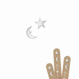 Hot Tomato Star & Moon Studs - Worn Silver