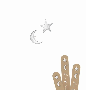 Hot Tomato Star & Moon Studs - Worn Silver