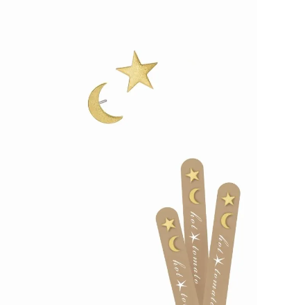 Hot Tomato Star & Moon Studs - Worn Gold