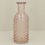 Pink Dimple Glass Bottle Vase