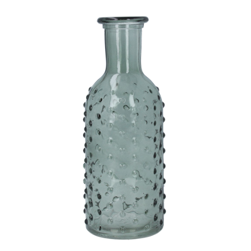 Green Dimple Glass Bottle Vase