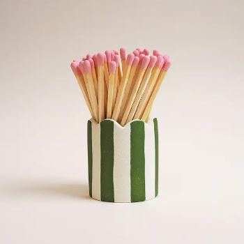 Stripy Match Stick Holders - Choose Your Colours