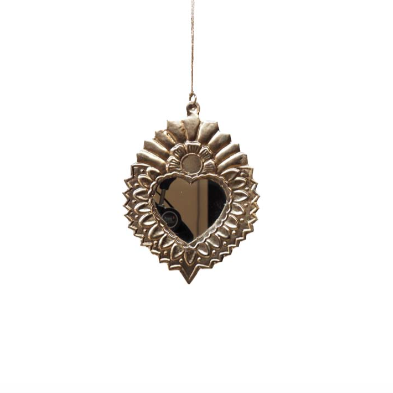 Hanging Heart Mirror & Flames