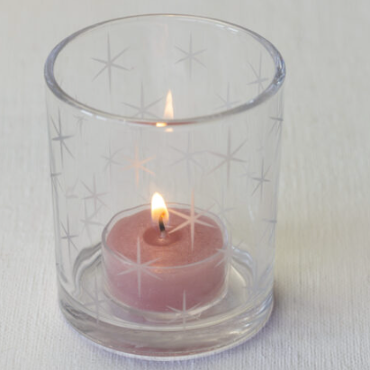 Etched Star Tea Light Holder