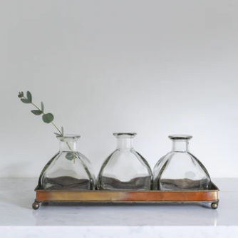 Copper Tray with 3 Bottles