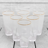 Ribbed Gold Rim High Ball Glasses