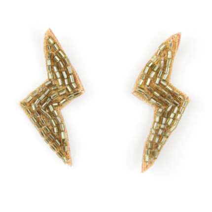 Hot Tomato Beaded Lightning Bolt Stud Earrings