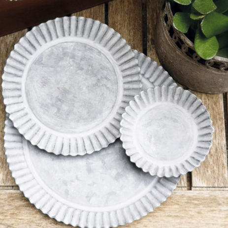 Zinc Round Fluted Trays