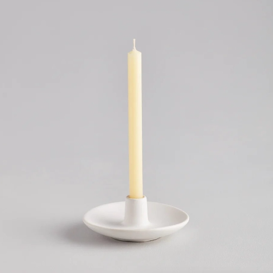 Plate Candle Holder - Matt White
