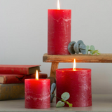 Rustic Pillar Candle -  Lipstick Red