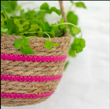 Seagrass Hanging Basket - Pink Stripe