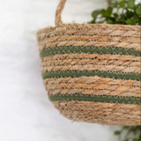 Seagrass Hanging Basket - Green Stripe