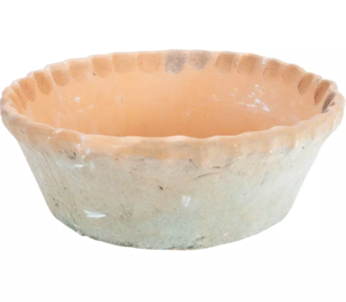 Antiqued Redstone Dish Planter Frill Rim