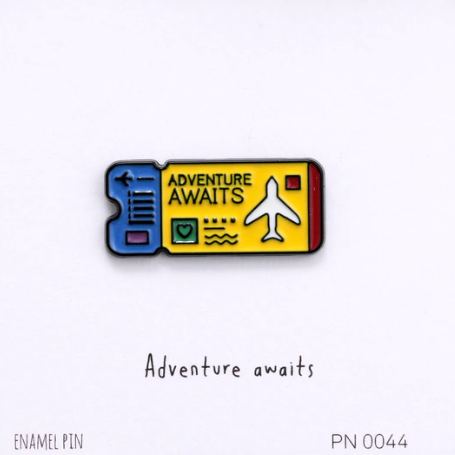 Adventure Awaits Flight Ticket Enamel pin