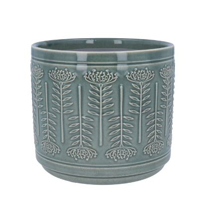 Dark Sage Protea Stoneware Pot