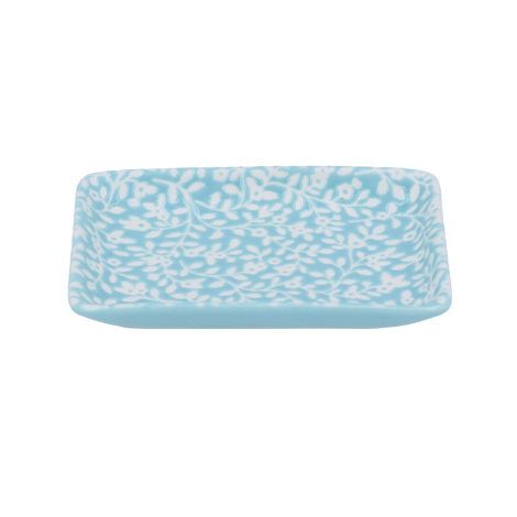 Blue & White Porcelain Floral Vines Trinket Dish - Small