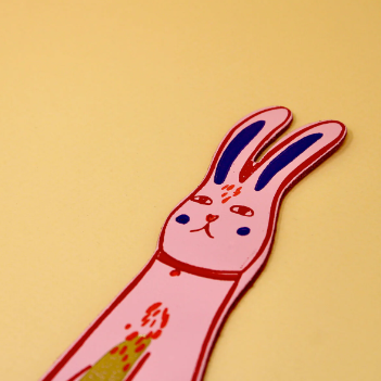 Bunny Leather Bookmark - Pale Pink