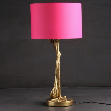 Antique Gold Flamingo Leg Table Lamp with Pink Shade