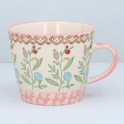 Pink Band Rosehip Stoneware Mug