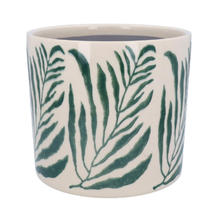 Green Branch Stoneware Plant Pot