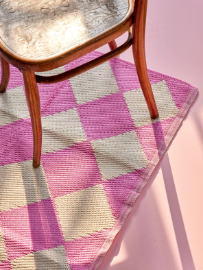 Recycled Plastic Carpet - Soft Pink Harlequin