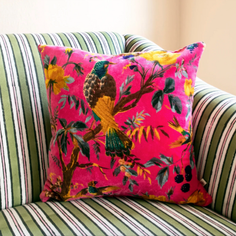 Ian Snow Bird of Paradise Cushion - Coral
