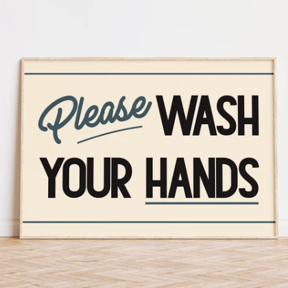 Lune Club - Please Wash Your Hands - Blue A3