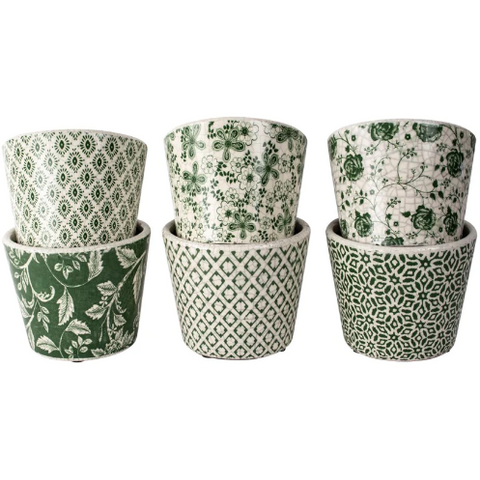 Old Style Dutch Pots Green Patterned