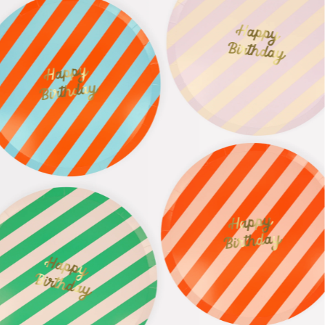 8 Happy Birthday Dinner Plates - Meri Meri