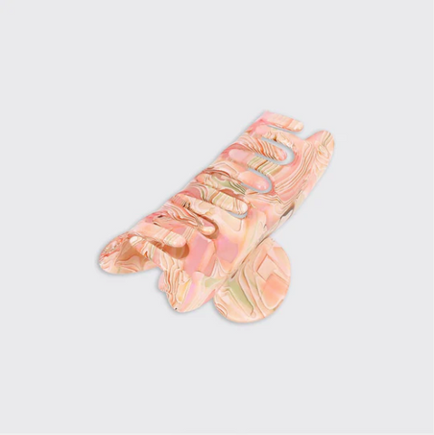 Milky Marble Medium Hair Claw - Pink