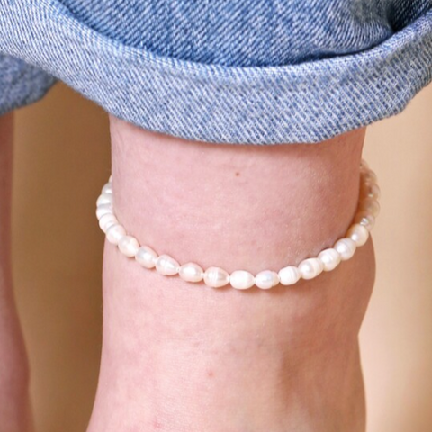 Freshwater Pearl Anklet in Gold