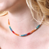 Rainbow Rondelle Stone Beaded Necklace