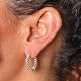Twist Hoop Earrings in Silver