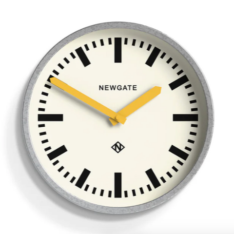 Newgate Luggage Clock - Galvanised/Yellow