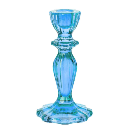 Boho Glass Candle Holder - Blue