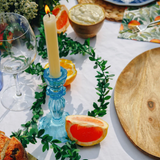 Boho Glass Candle Holder - Blue